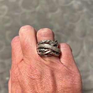 Sterling Silver and Diamond Ring. Size 7.